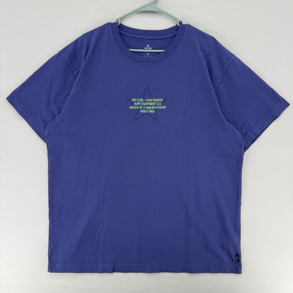 Rip Curl Oversized T Shirt Mens XL Purple Surf Graphic Logo Tee Loose Boxy Fit